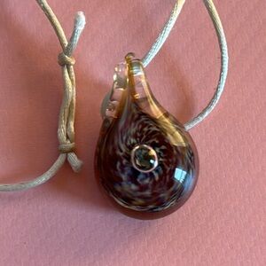 *Host Pick* Glass Blown Pendant with Adjustable White Rope Necklace